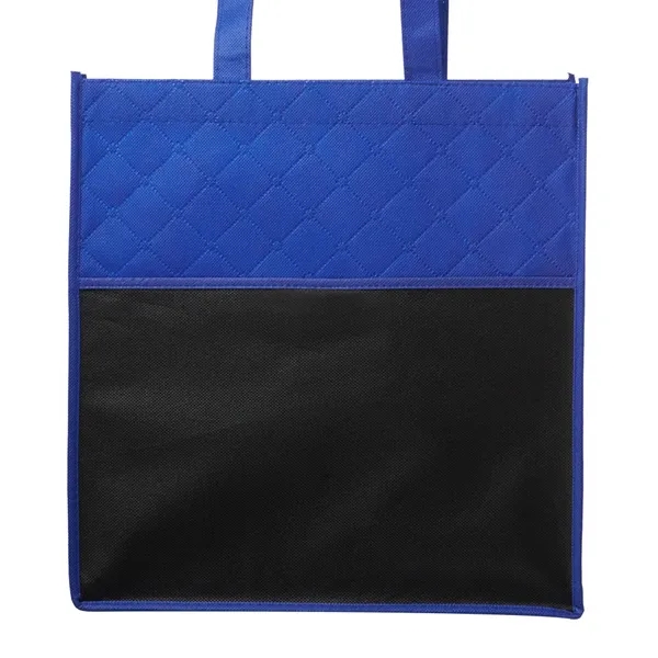 Two tone non-woven grocery tote bag with diamond quilted pattern on... from ASI 39552 BEL Promo