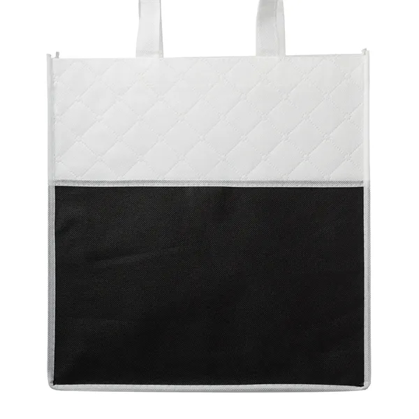 Two tone non-woven grocery tote bag with diamond quilted pattern on... from ASI 39552 BEL Promo