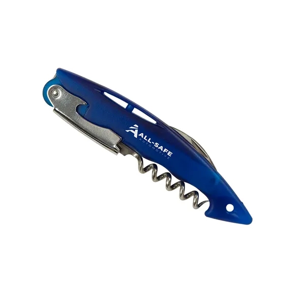 All-in-one compact wine opener with sharp serrated cutter, bottle cap opener... from ASI 79530 Prime Line