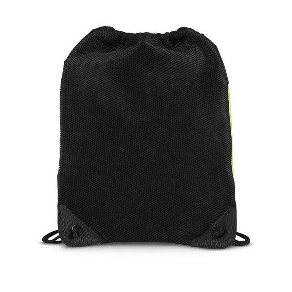 Microfiber and polyester drawstring backpack with air mesh exterior panel and... from ASI 79530 Prime Line