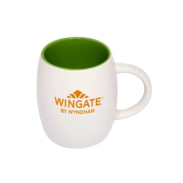3.25" x 3.75" x 3.25 " 14-ounce barrel-shaped ceramic mug with... from ASI 79530 Prime Line