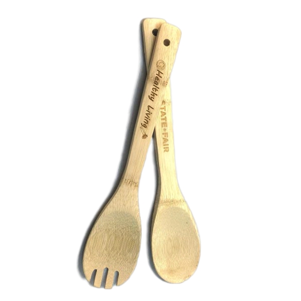 Decorative bamboo kitchen set that includes a salad spoon and spork.... from ASI 72657 Active Life Promo / Apres Ski Ingrain Promo