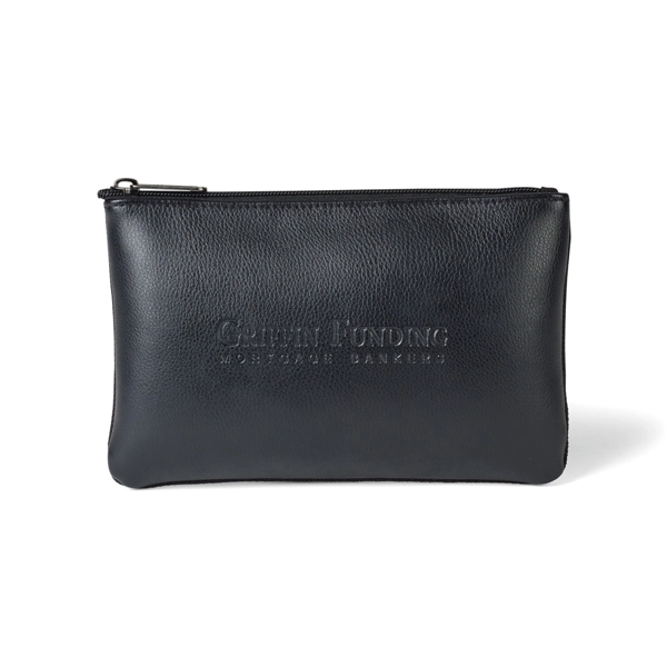 Leather pouch with top zippered closure, interior zippered pocket and two-piece... from ASI 56070 Gemline / Gemline®