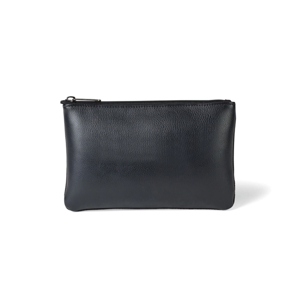 Leather pouch with top zippered closure, interior zippered pocket and two-piece... from ASI 56070 Gemline / Gemline®