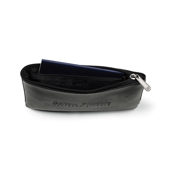 Leather pouch with top zippered closure, interior zippered pocket and two-piece... from ASI 56070 Gemline / Gemline®