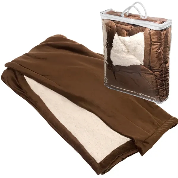 50" x 60" micro mink sherpa blanket with hidden embroidered pocket... from ASI 79530 Prime Line
