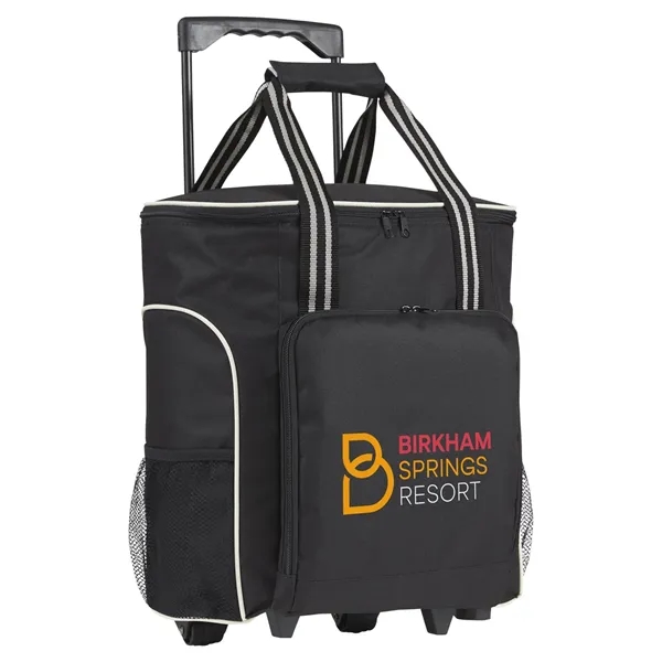 Rolling cooler with a telescoping handle, zippered main compartment, PVC liner... from ASI 79530 Prime Line