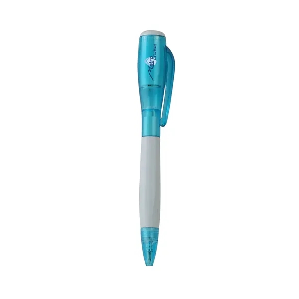 Super Bright LED Flashlight Plastic Pen with logo custom... from ASI 90154 Sunjoy Group Inc