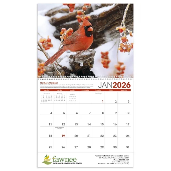 11 x 19 2024 Birds calendar on 70# paper with UV-coated... from ASI 40480 Koozie Group / Norwood Triumph Calendar