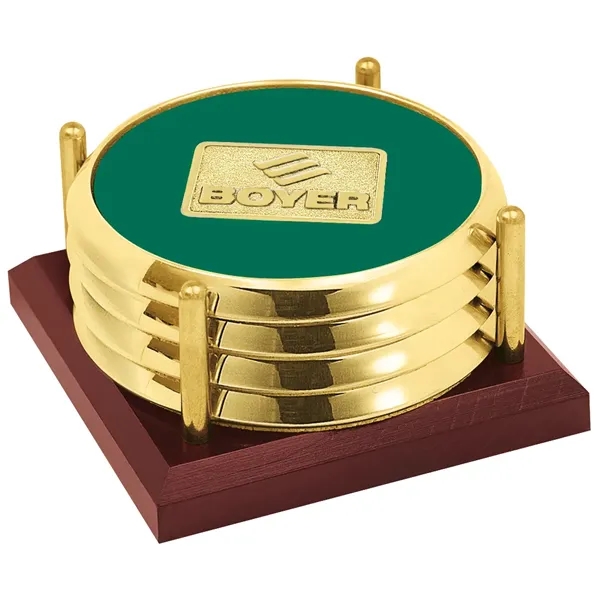 Four Coasters with Solid Cherry Tray... from ASI 40480 Koozie Group