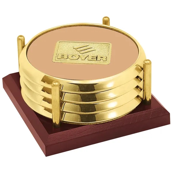 Four Coasters with Solid Cherry Tray... from ASI 40480 Koozie Group