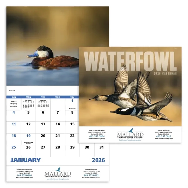 11 x 19 2024 Waterfowl 13-month wall stapled calendar on 60#... from ASI 40480 Koozie Group / Norwood Triumph Calendar