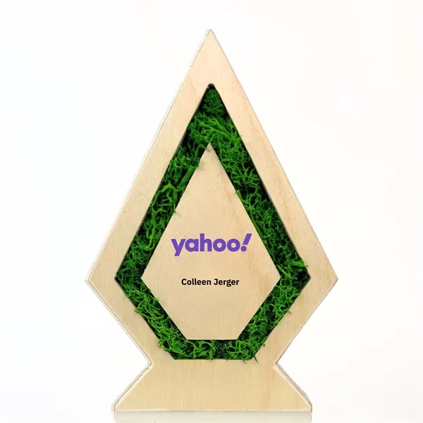 Wooden Award plaque with Preserved Moss Inlay - a totally new... from ASI 49451 Desk Plants LLC