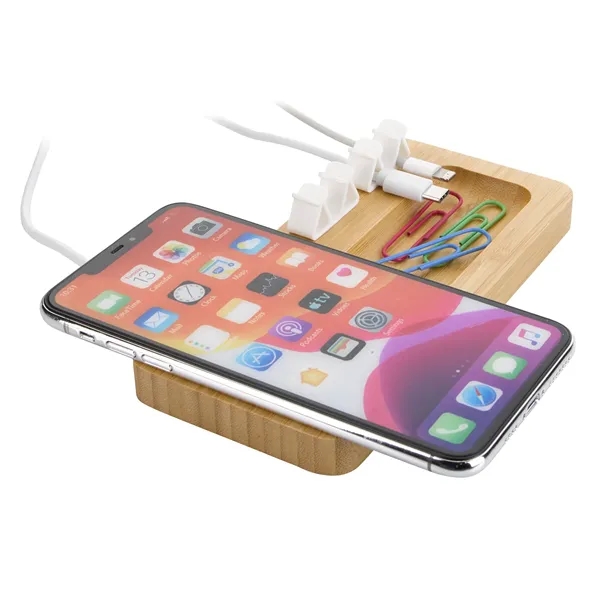 Bamboo 10W Wireless Charging Pad with Cable Organizer... from ASI 40480 Koozie Group