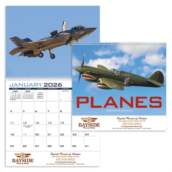 11 x 19 2024 Planes calendar on 70# paper glossy paper... from ASI 40480 Koozie Group / Norwood Triumph Calendar