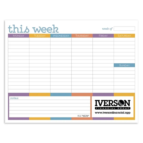Small Weekly Desk Pad - Colors... from ASI 40480 Koozie Group