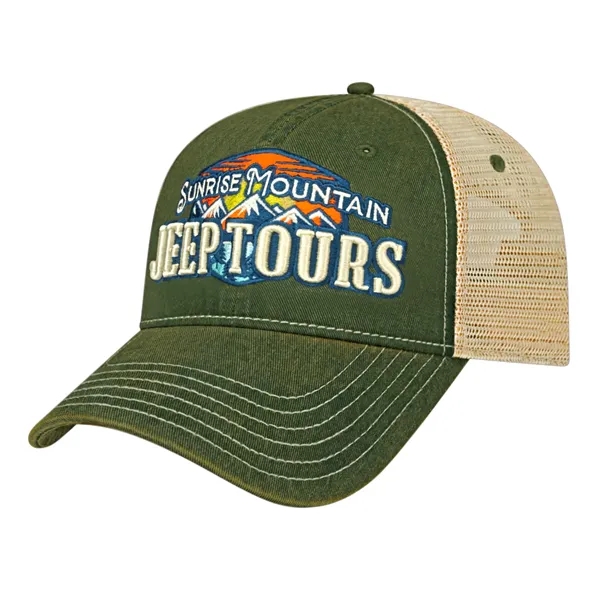 Premium vintage washed look mesh back trucker cap with comfort sweatband... from ASI 43792 Cap America Inc