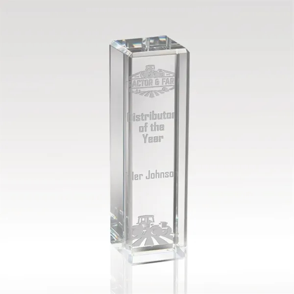 2 3/8" x 8" x 2 3/8" tower shaped award made... from ASI 93986 Visions/Awardcraft