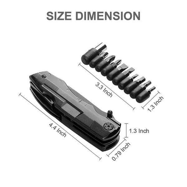 A multitool features a sharp knife, pliers, can opener, bottle opener,... from ASI 39820 Opusline (Benmex)