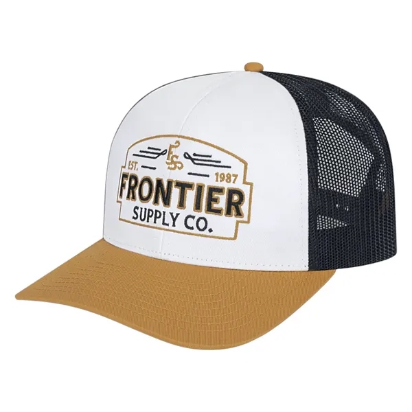 Medium profile six panel structured polyester and cotton blend cap with... from ASI 43792 Cap America Inc