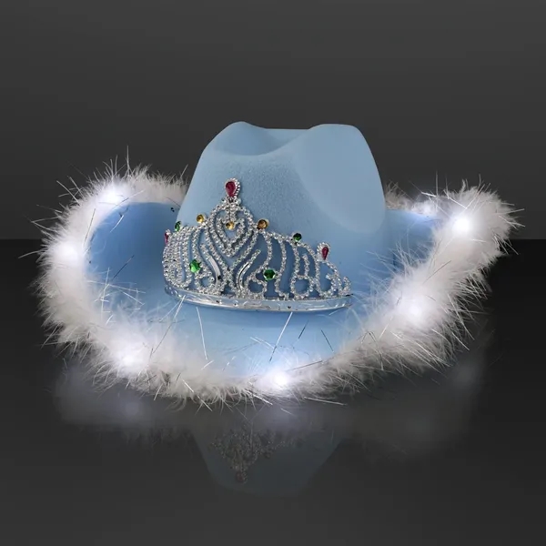 Pastel Blue Cowgirl Queen Light Up Hats... from ASI 34194 ALightPromos / Alight Promotional Products