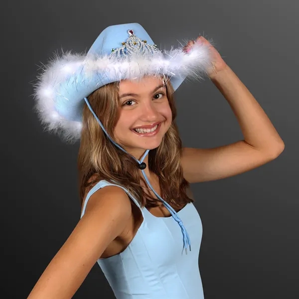 Pastel Blue Cowgirl Queen Light Up Hats... from ASI 34194 ALightPromos / Alight Promotional Products
