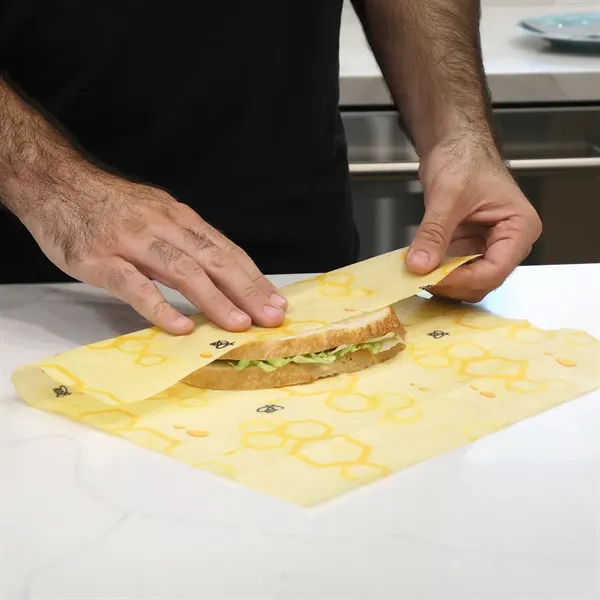 Sustainable bundled set of beeswax food wraps and a Swedish dishcloth... from ASI 61966 HPG / Beacon Promotions