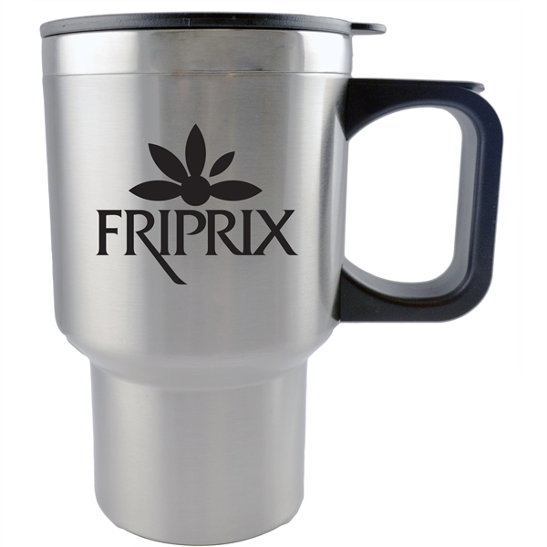 14 oz. stainless steel travel mug featuring a sip-thru lid and... from ASI 57956 Graphco line