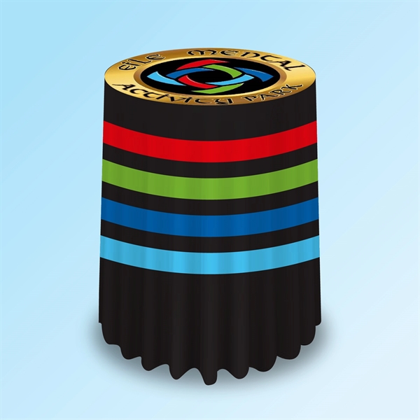 30" diameter throw-style table cover with 42.5" height and full color,... from ASI 30442 Above & Beyond Advertising Products
