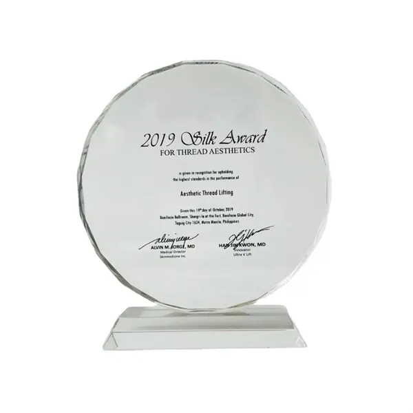 Crystal transparent award trophy plus laser engraving on 1 location plus... from ASI 37218 Athena Promo (tm)