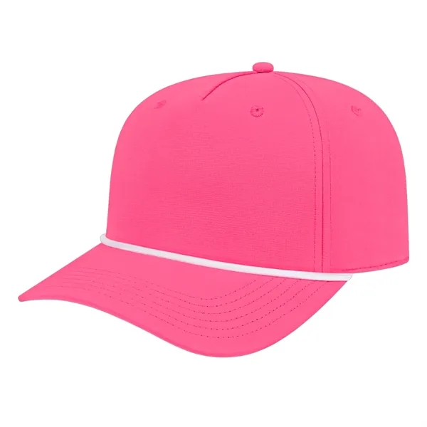 Medium profile five panel structured cap with a modified flat visor... from ASI 43792 Cap America Inc