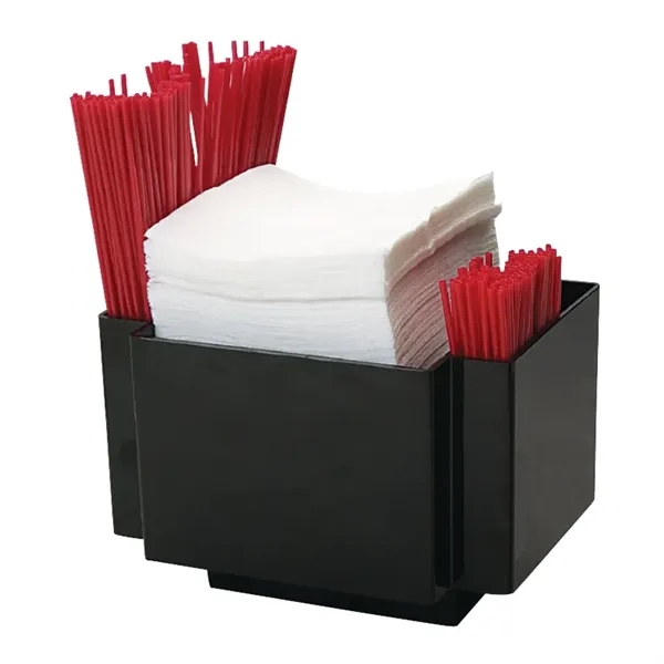 Napkin caddy made of ABS plastic with 2 side straw pockets.... from ASI 57655 STOPNGO Line
