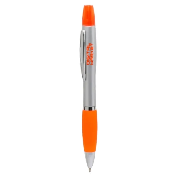 Twist action plastic pen with highlighter and rubber grip.... from ASI 39552 BEL Promo