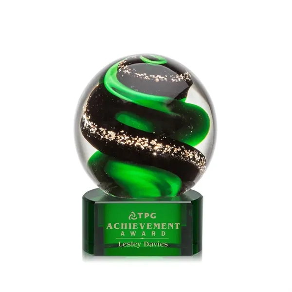 Magnificent Striking Zodiac Art Glass Award features twisting ribbons of emerald... from ASI 84592 St Regis Group / St Regis