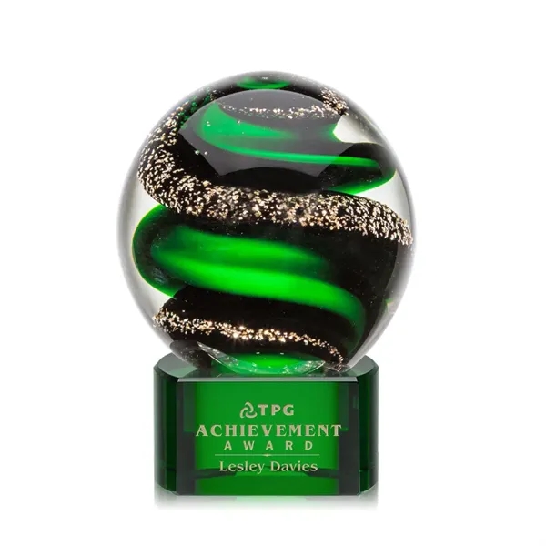 Magnificent Striking Zodiac Art Glass Award features twisting ribbons of emerald... from ASI 84592 St Regis Group / St Regis