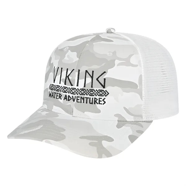 Medium profile six panel structured cap with a modified flat visor... from ASI 43792 Cap America Inc