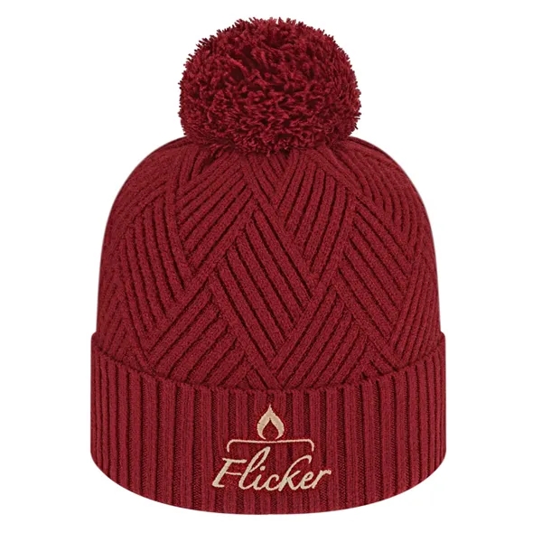 Premium tri-blend knit cap with solid color ribbed cuff and pom... from ASI 43792 Cap America Inc