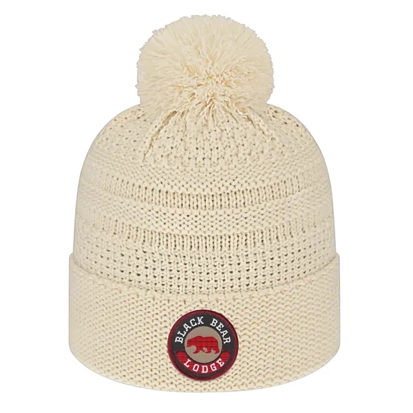 Acrylic cable knit cap with cuff, polyester fleece lined ear band... from ASI 43792 Cap America Inc