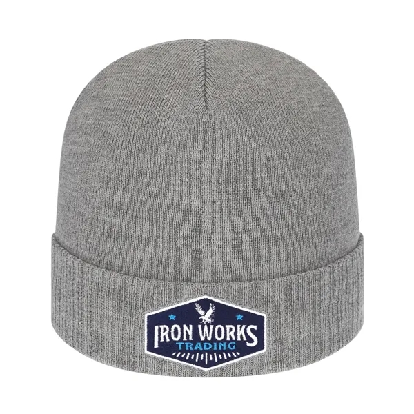 Acrlyic knit cap with solid color ribbed cuff with a polyester... from ASI 43792 Cap America Inc