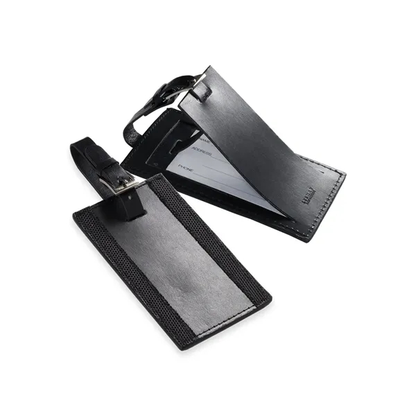 Cowhide bonded leather luggage tag with ballistic nylon accents.... from ASI 79530 Prime Line
