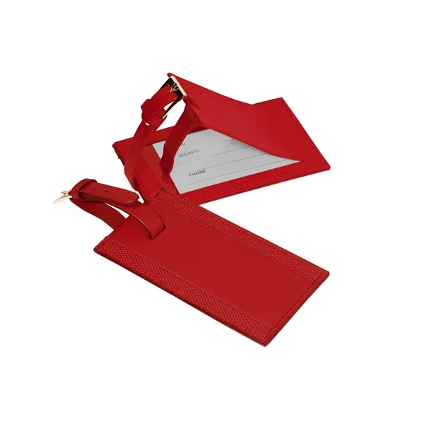 Cowhide bonded leather luggage tag with ballistic nylon accents.... from ASI 79530 Prime Line