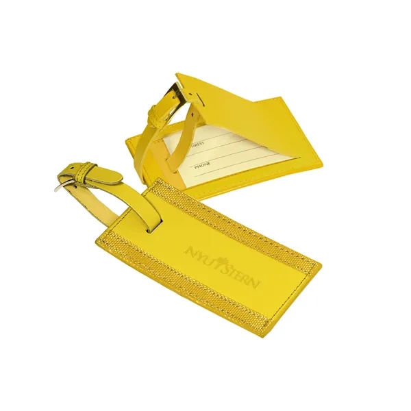 Cowhide bonded leather luggage tag with ballistic nylon accents.... from ASI 79530 Prime Line