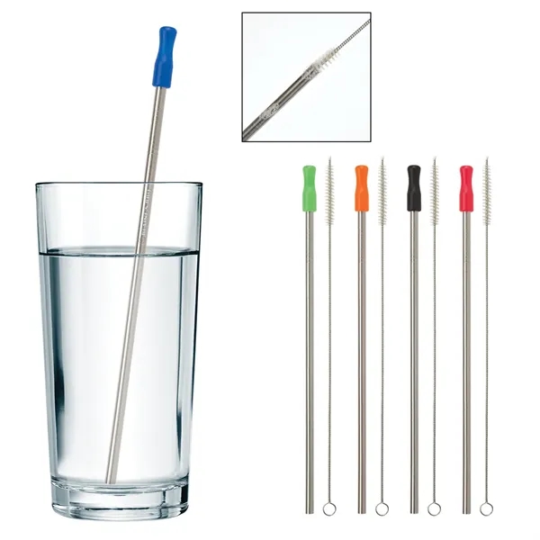 9" reusable stainless steel straw with a colored tip of your... from ASI 61125 Hit Promotional Products / Hit®