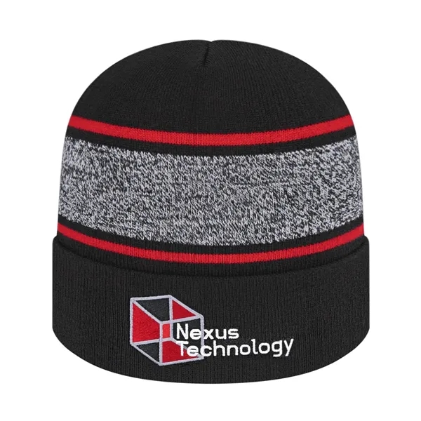 Acrylic knit cap with cuff, black and white variegated yarn, contrasting... from ASI 43792 Cap America Inc