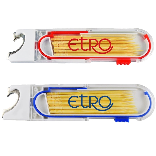 Plastic toothpick dispenser with handy bottle opener.... from ASI 57956 Graphco line