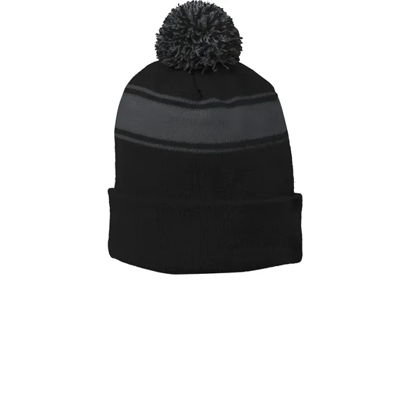 Sport-Tek Stripe Pom Pom Beanie.... from ASI 84863 SanMar
