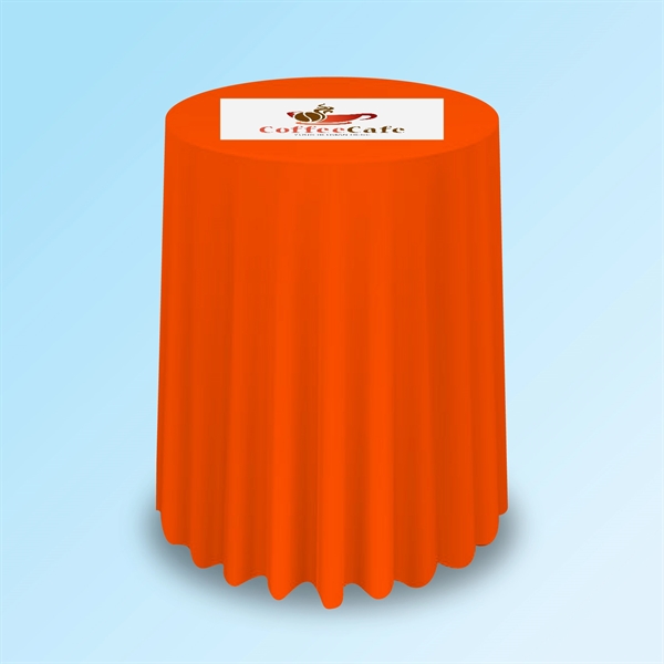 Full digital table cover that measures 60" diameter and 30" tall.... from ASI 30442 Above & Beyond Advertising Products