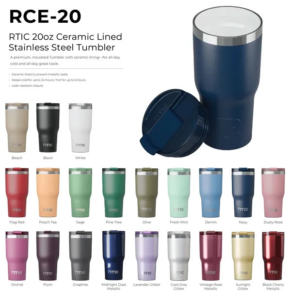 RTIC 20 ounce ceramic insulated stainless steel ringed tumbler with lid.... from ASI 74601 Calico
