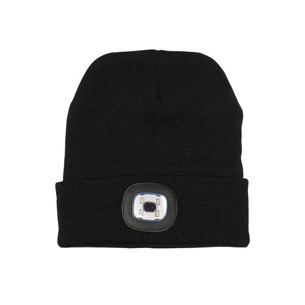 Acrylic knit beanie with integrated LED light panel and two button... from ASI 79530 Prime Line
