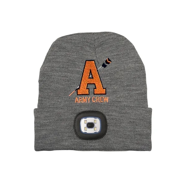 Acrylic knit beanie with integrated LED light panel and two button... from ASI 79530 Prime Line